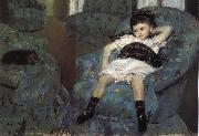 Mary Cassatt The little girl in the blue Sofa Germany oil painting artist